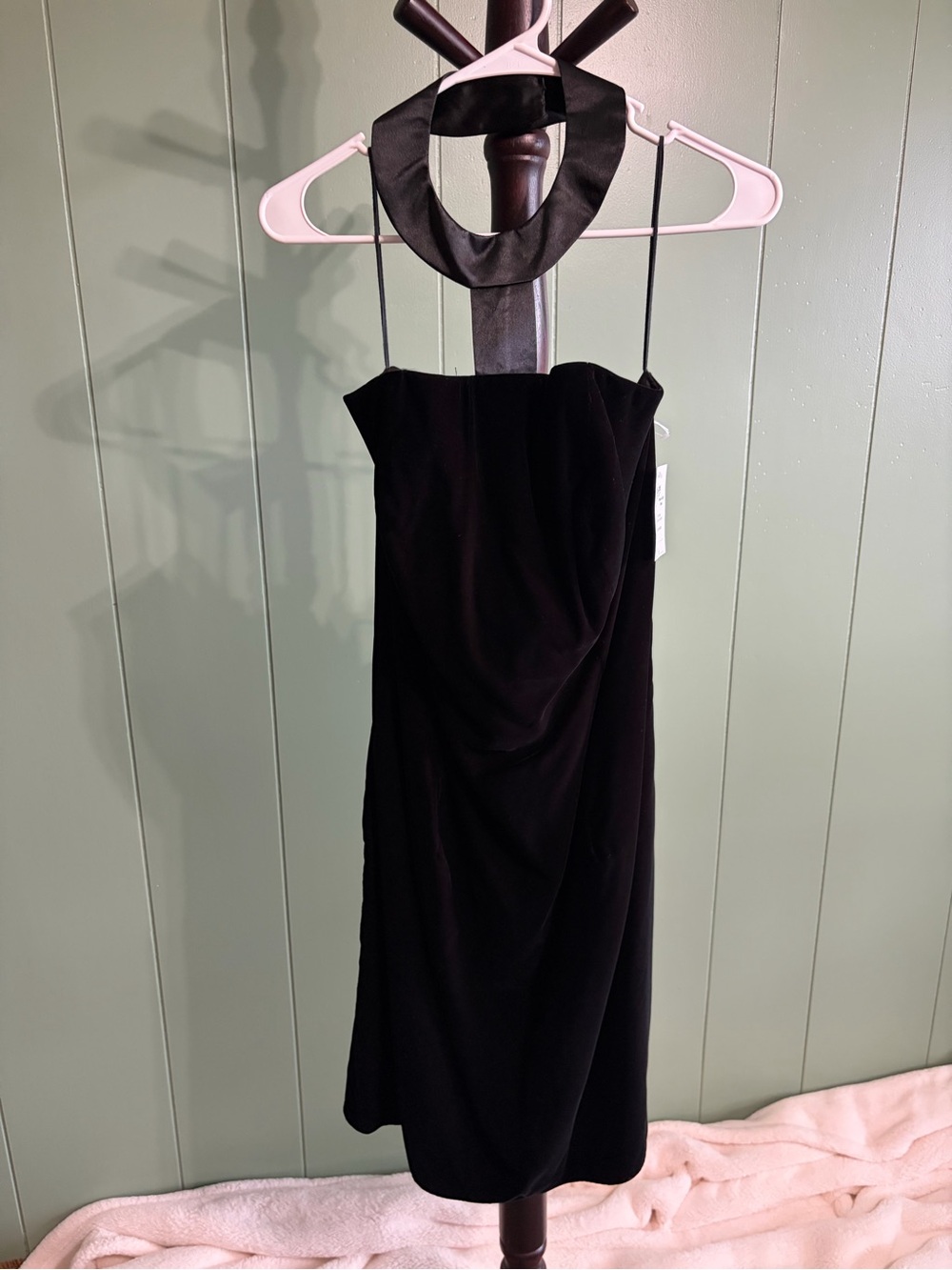 Classic Black Midi Dress with Halter Detail